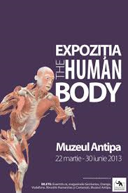 Banerul de la muzeul Antipa care promova expozitia The Human Body